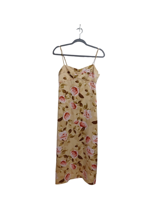 Wayf Dresses & Skirts - Wayf Beige Floral Maxi Slip Dress with Pink Roses